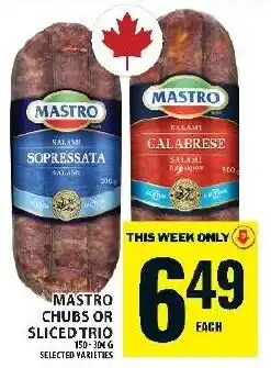 Food Basics Mastro chubs or sliced trio offer