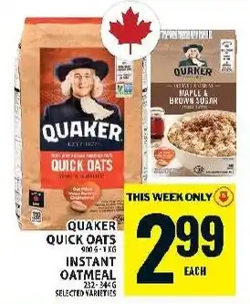 Food Basics Quaker quick oats instant oatmeal offer