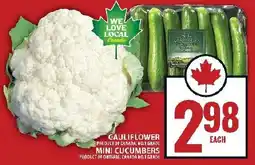 Food Basics Cauliflower or mini cucumbers offer