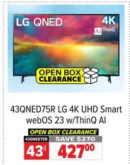 2001 Audio Video 43QNED75R LG 43 4K UHD Smart webOS 23 w/ThinQ AI offer