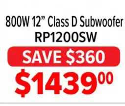 2001 Audio Video RP1200SW 800W 12 Class D Subwoofer offer