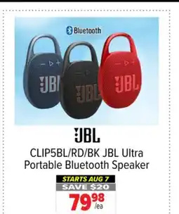 2001 Audio Video CLIP5BL/RD/BK JBL Ultra Portable Bluetooth Speaker offer