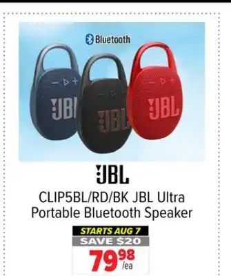 2001 Audio Video CLIP5BL/RD/BK JBL Ultra Portable Bluetooth Speaker offer