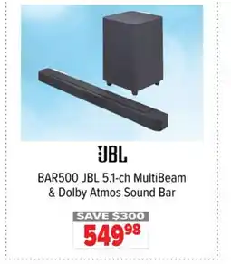 2001 Audio Video BAR500 JBL 5.1-ch MultiBeam & Dolby Atmos Sound Bar offer