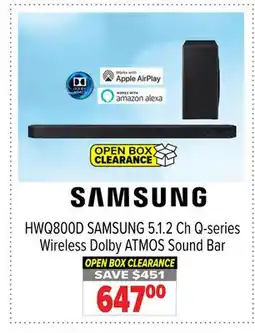 2001 Audio Video HWQ800D SAMSUNG 5.1. 2 Ch Q-series Wireless Dolby ATMOS Sound Bar offer