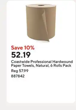 Staples Coastwide Professional Hardwound Paper Towels, Natural, 6 Rolls Pack offer