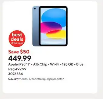 Staples Apple iPad 11 - A16 Chip - Wi-Fi - 128 GB - Blue offer