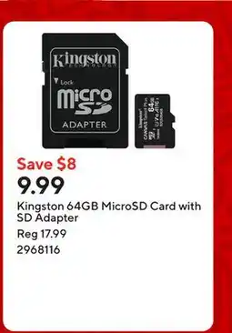 Staples Kingston 64GB MicroSD Card with SD Adapter offer