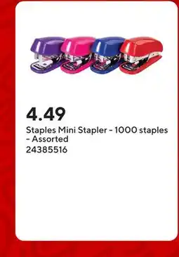 Staples Staples Mini Stapler - 1000 staples - Assorted offer