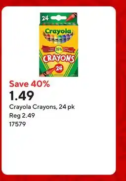 Staples Crayola Crayons, 24 pk offer