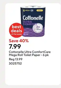 Staples Cottonelle Ultra ComfortCare Mega Roll Toilet Paper - 6 pk offer