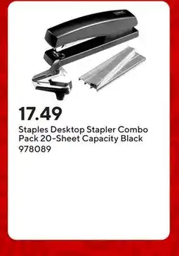 Staples Staples Desktop Stapler Combo Pack 20-Sheet Capacity Black offer