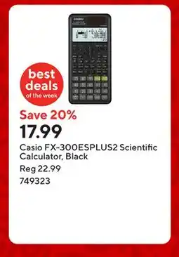 Staples Casio FX-300ESPLUS2 Scientific Calculator, Black offer