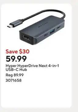 Staples Hyper HyperDrive Next 4-in-1 USB-C Hub offer
