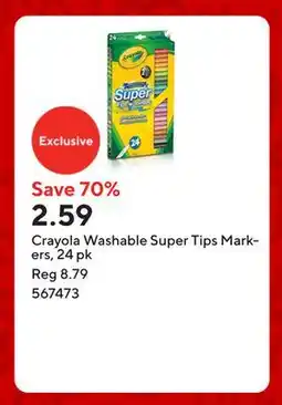 Staples Crayola Washable Super Tips Markers, 24 pk offer