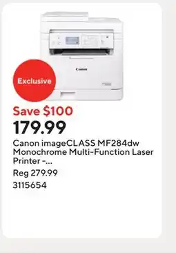 Staples Canon imageCLASS MF284dw Monochrome Multi-Function Laser Printer - White offer
