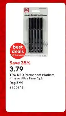 Staples TRU RED Permanent Markers, Fine or Ultra Fine, 5pk offer