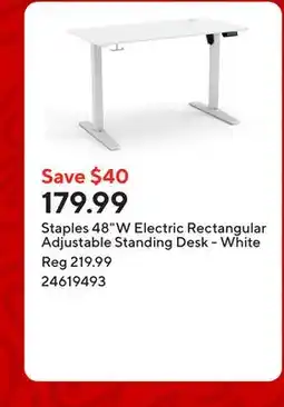 Staples Staples 48W Electric Rectangular Adjustable Standing Desk - White offer