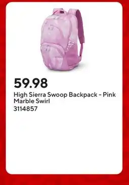 Staples High Sierra Swoop Backpack - Pink Marble Swirl offer