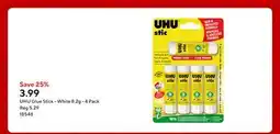Staples UHU Glue Stick - White 8.2g - 4 Pack offer