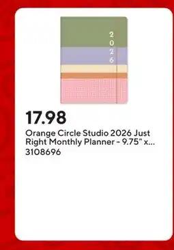 Staples Orange Circle Studio 2026 Just Right Monthly Planner - 9.75 x 7.50 - Color Block offer