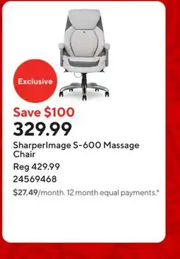 Staples SharperImage S-600 Massage Chair offer