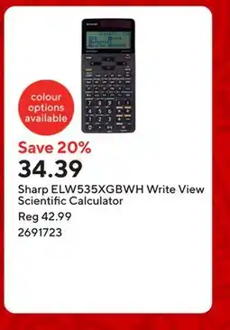 Staples Sharp ELW535XGBWH Write View Scientific Calculator offer