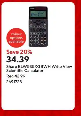 Staples Sharp ELW535XGBWH Write View Scientific Calculator offer