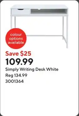 Staples Simply Writing Desk White offer