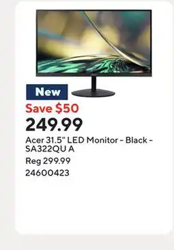 Staples Acer 31.5 LED Monitor - Black - SA322QU A offer