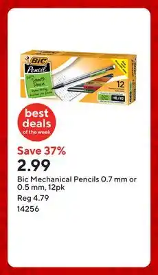 Staples Bic Mechanical Pencils 0.7 mm or 0.5 mm, 12pk offer
