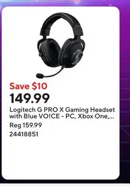 Staples Logitech G PRO X Gaming Headset with Blue VO!CE - PC, Xbox One, PS5, PS4, Nintendo Switch - Black offer