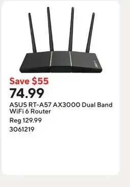 Staples ASUS RT-A57 AX3000 Dual Band WiFi 6 Router offer