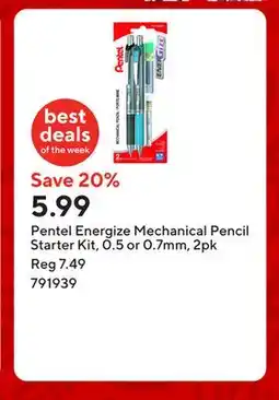 Staples Pentel Energize Mechanical Pencil Starter Kit, 0.5 or 0.7mm, 2pk offer