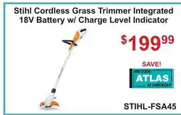 Atlas Tools & Machinery Stihl Cordless Grass Trimmer Integrated 18V Battery w/ Charge Level Indicator offer