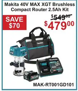 Atlas Tools & Machinery Makita 40V MAX XGT Brushless Compact Router 2.5Ah Kit offer