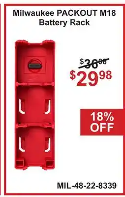 Atlas Tools & Machinery Milwaukee PACKOUT M18 Battery Rack offer