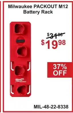 Atlas Tools & Machinery Milwaukee PACKOUT M12 Battery Rack offer