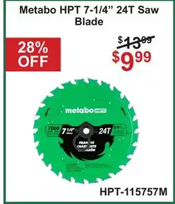 Atlas Tools & Machinery Metabo HPT 7-1/4 24T Saw Blade offer