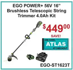 Atlas Tools & Machinery EGO POWER + 56V 16 Brushless Telescopic String Trimmer 4.0Ah offer