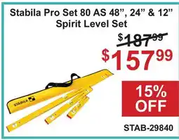 Atlas Tools & Machinery Stabila Pro Set 80 AS 48, 24 & 12 Spirit Level Set offer