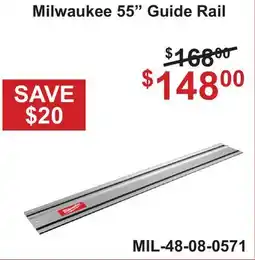 Atlas Tools & Machinery Milwaukee 55 Guide Rail offer