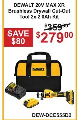 Atlas Tools & Machinery DEWALT 20V MAX XR Brushless Drywall Cut-Out Tool 2x 2.0Ah Kit offer