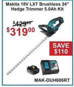Atlas Tools & Machinery Makita 18V LXT Brushless 24 Hedge Trimmer 5.0Ah Kit offer