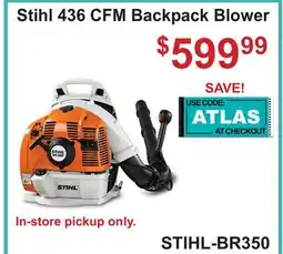 Atlas Tools & Machinery Stihl 436 CFM Backpack Blower offer