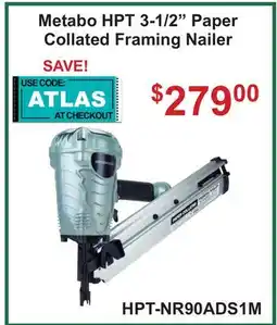 Atlas Tools & Machinery Metabo HPT 3-1/2 Paper Collated Framing Nailer offer