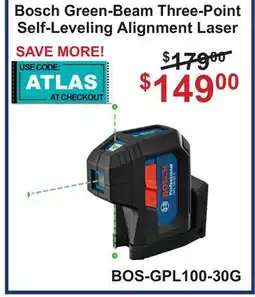 Atlas Tools & Machinery Bosch Green-Beam Three-Point Self-Leveling Alignment Laser offer