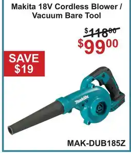 Atlas Tools & Machinery Makita 18V Cordless Blower / Vacuum Bare Tool offer