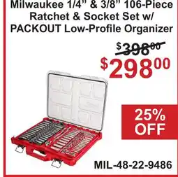 Atlas Tools & Machinery Milwaukee 1/4 & 3/8 106-Piece Ratchet & Socket Set w/PACKOUT Organizer offer