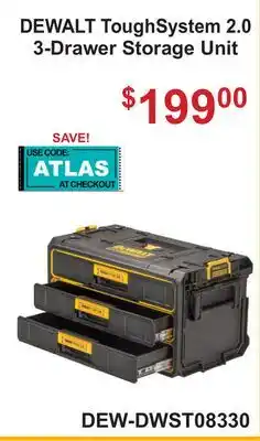 Atlas Tools & Machinery DEWALT ToughSystem 2.0 3-Drawer Storage Unit offer
